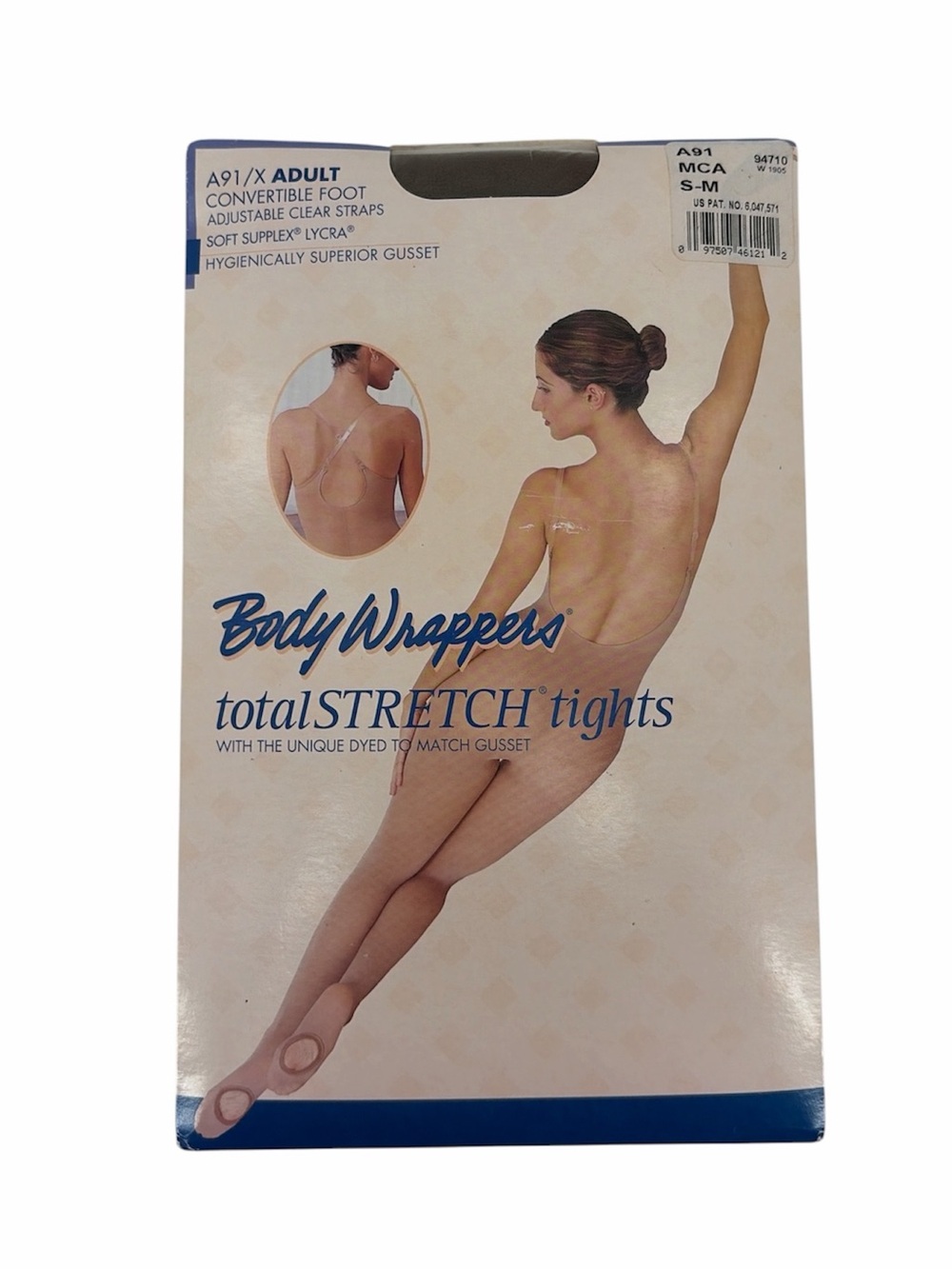 Body Wrappers Total Stretch Tights ADULT Convertible Foot  A91 Mocha Size S/M